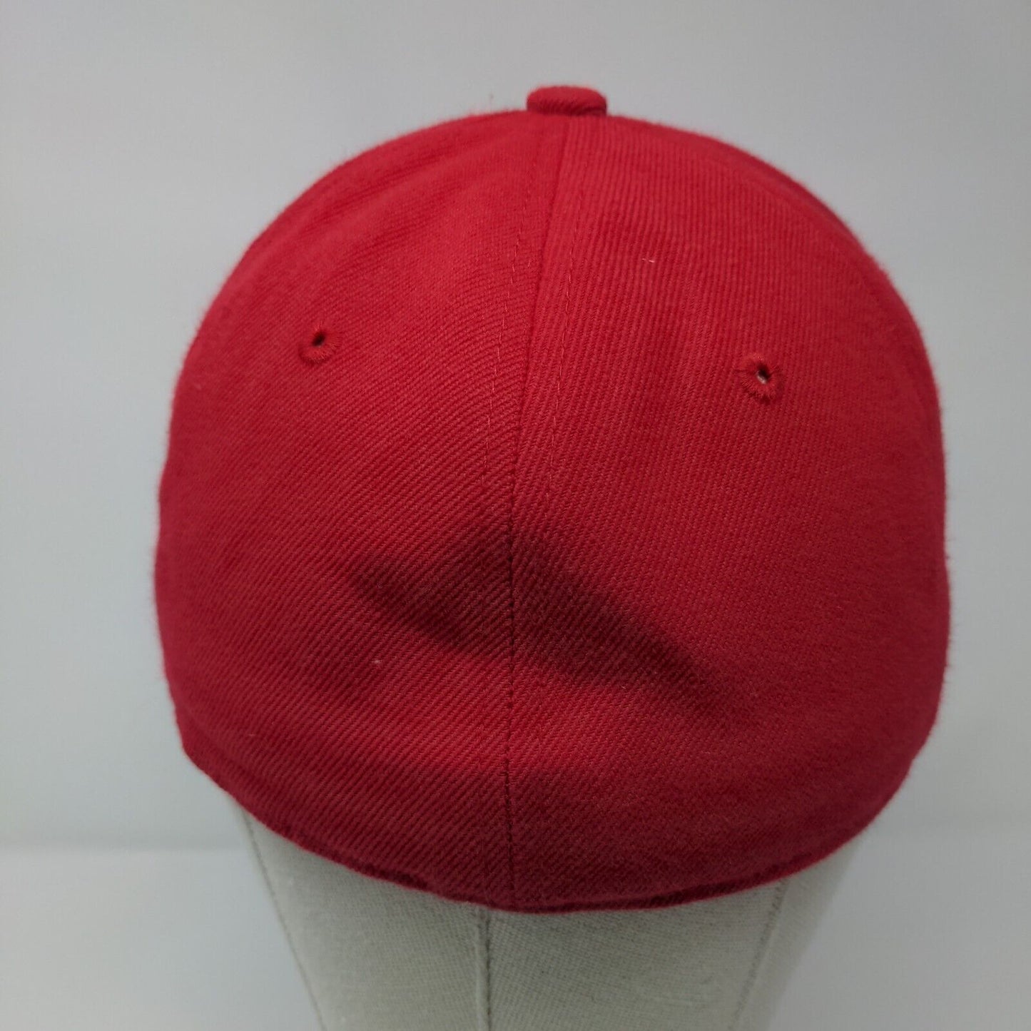 Decky Fitted Hat Red One Size Solid 6 Panel Vent Holes Blank