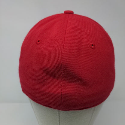 Decky Fitted Hat Red One Size Solid 6 Panel Vent Holes Blank
