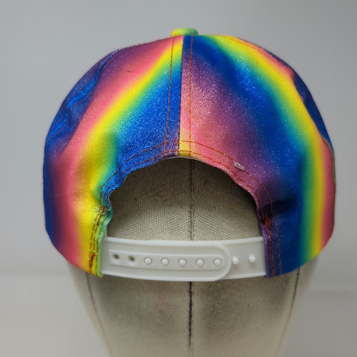 Blue Rainbow Glitter Sparkle Snapback Hat One Size Shiny Colorful 6 Panel