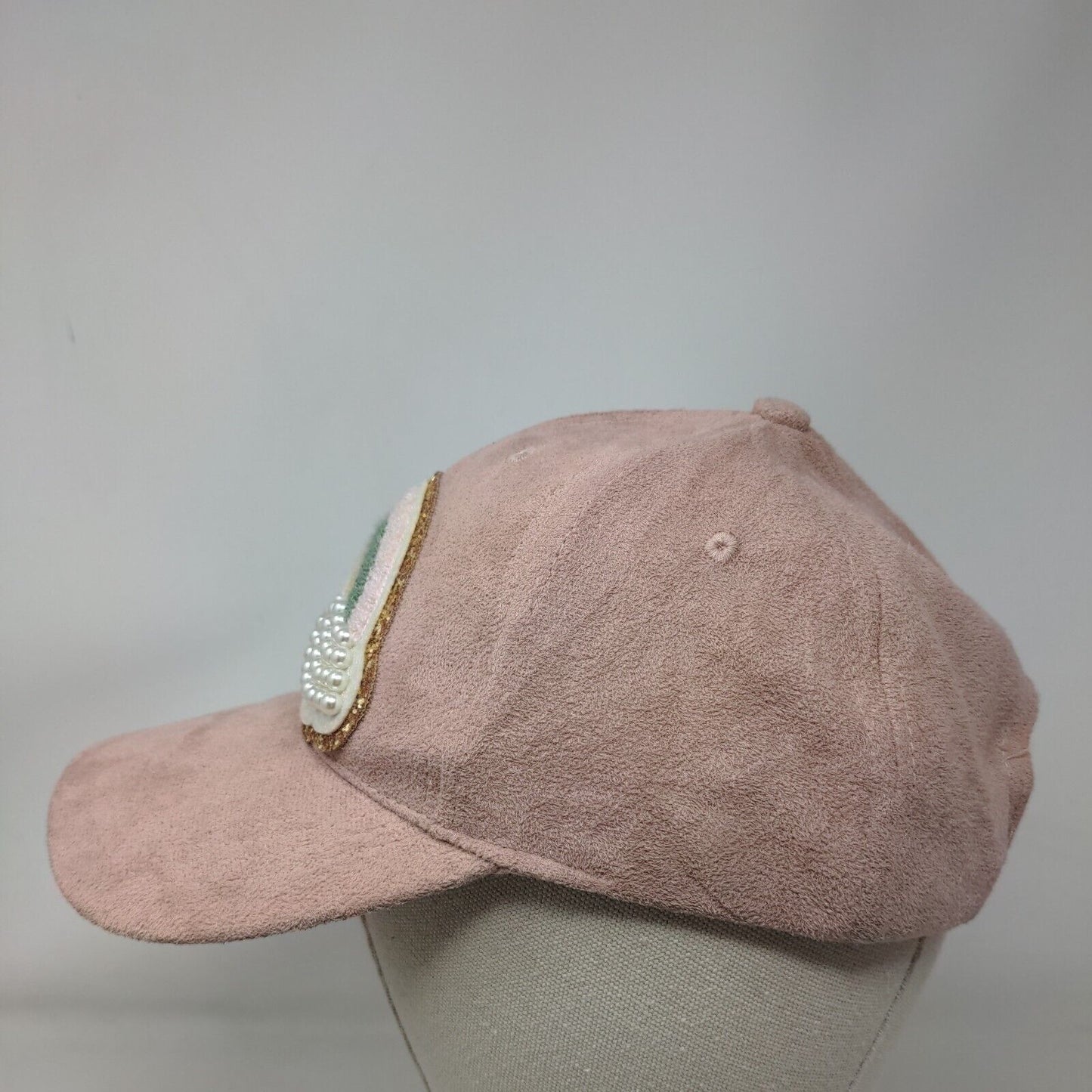 Rainbow Snapback Hat Pink One Size Adjustable Patch Pearls 6 Panel Polyester