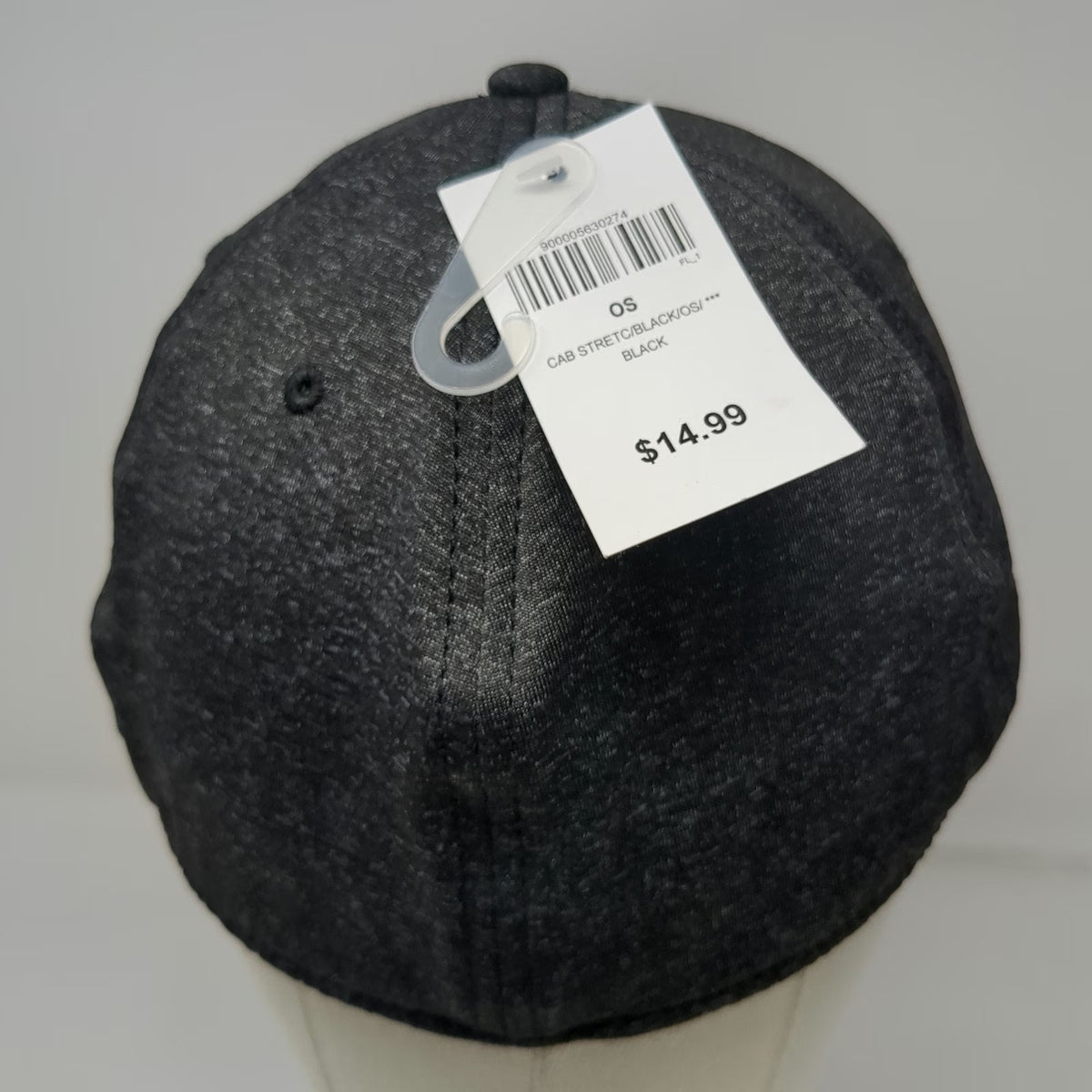 Cabela's Baseball Cap Black One Size Gray Embroidered Logo Stretch Fit Hat
