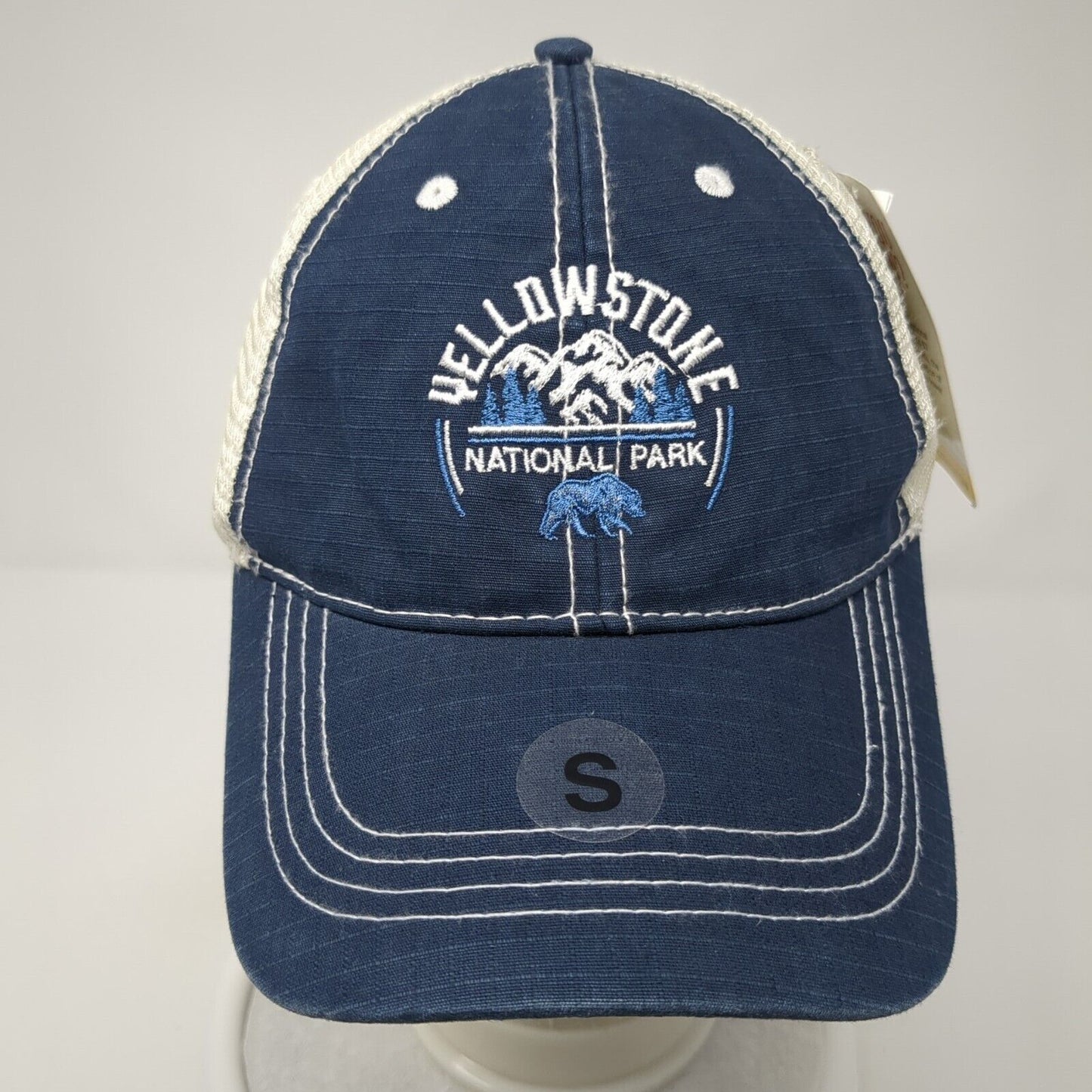 Yellowstone National Park Snapback Trucker Hat Blue Small 6 Panel W/Tags