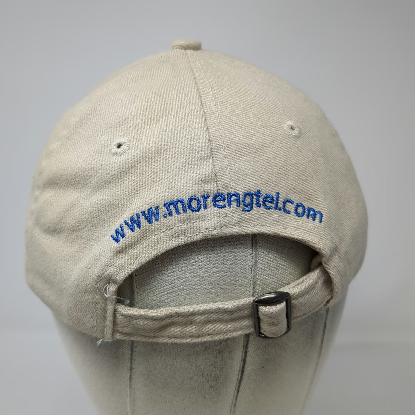 Moreng Telecom Products Hat Beige Blue Gray Baseball Cap One Size Slideback Logo