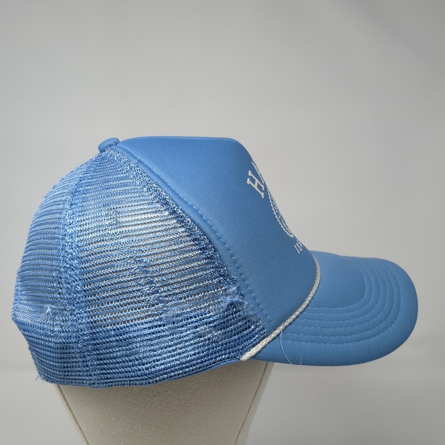 Hawaii Islands Molokai Lanai Kona Trucker Hat Blue OS Adjustable Mesh Back Rope