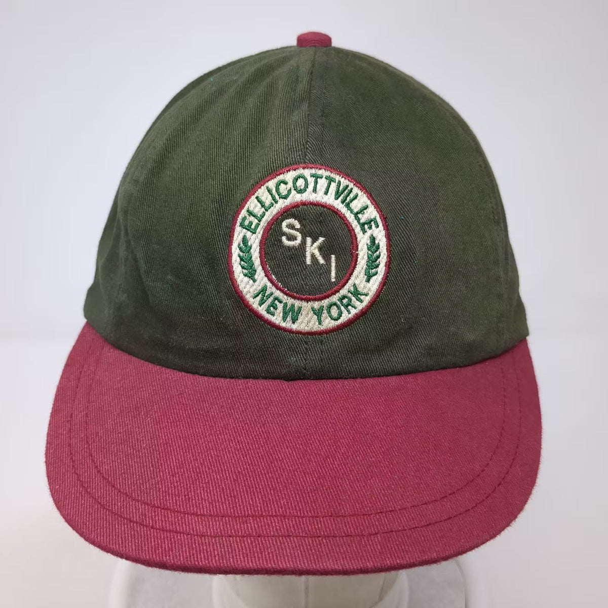 Second Skin Ellicottville Ski New York Cotton Cap Green Red OS Hat Union Made
