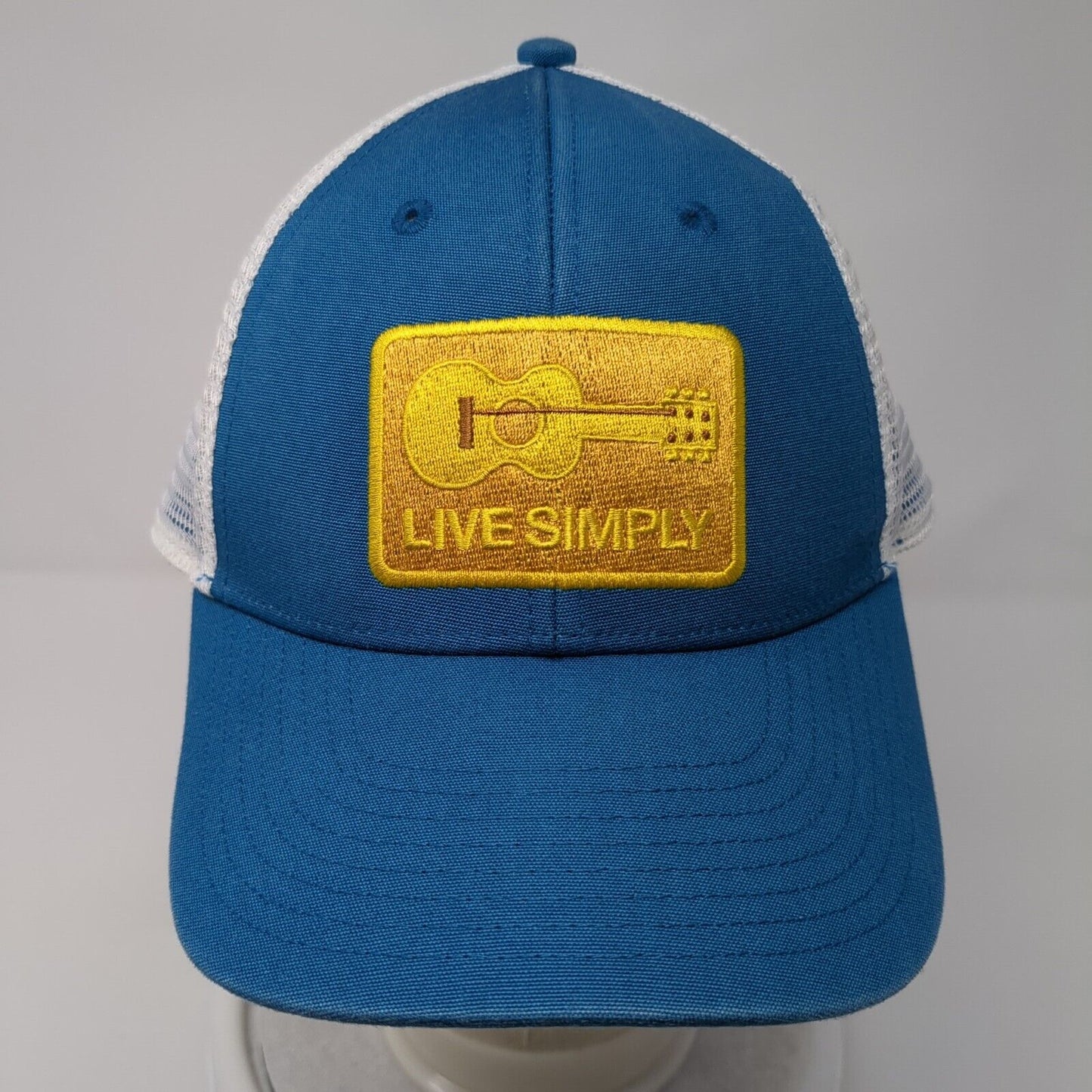 Patagonia Snapback Mesh Back Hat Blue OSFA Live Simply Embroidered Logo Guitar