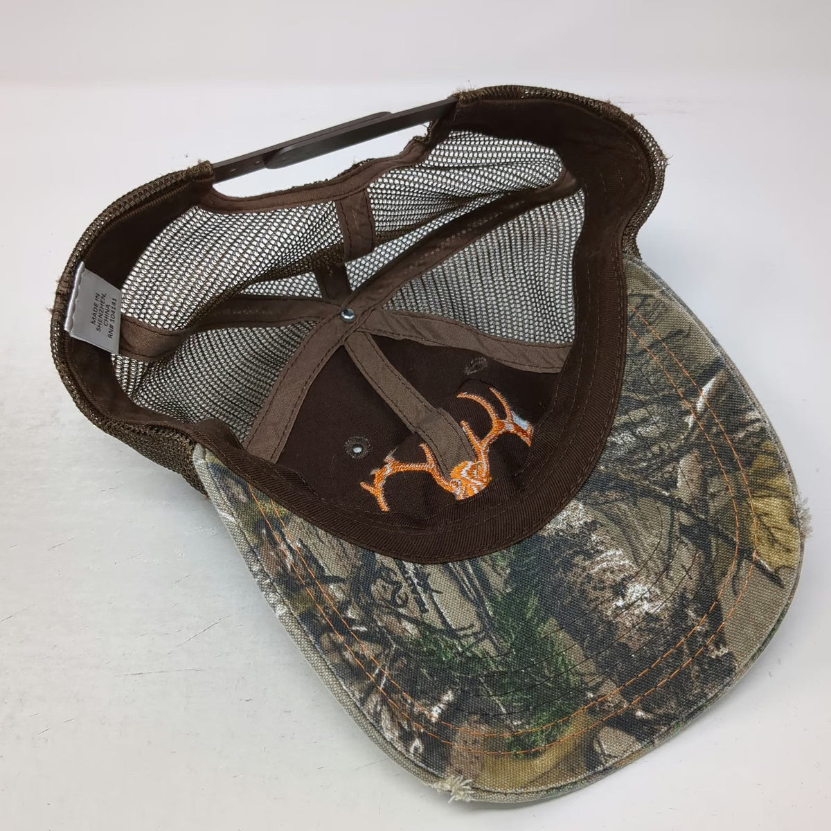 Field & Stream Brown Trucker Hat One Size Mesh Back Camo Deer Skull Embroidered