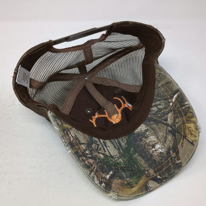 Field & Stream Brown Trucker Hat One Size Mesh Back Camo Deer Skull Embroidered