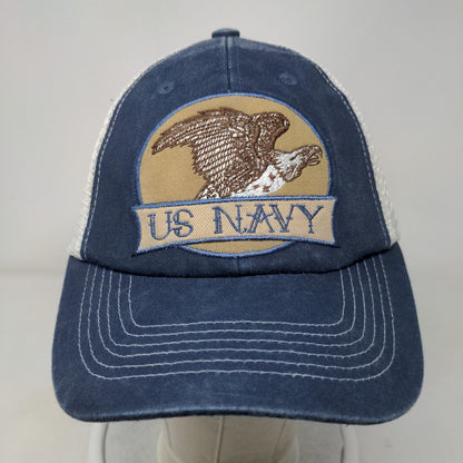 US Navy Eagle Snapback Mesh Back Trucker Hat Blue OSFM Embroidered