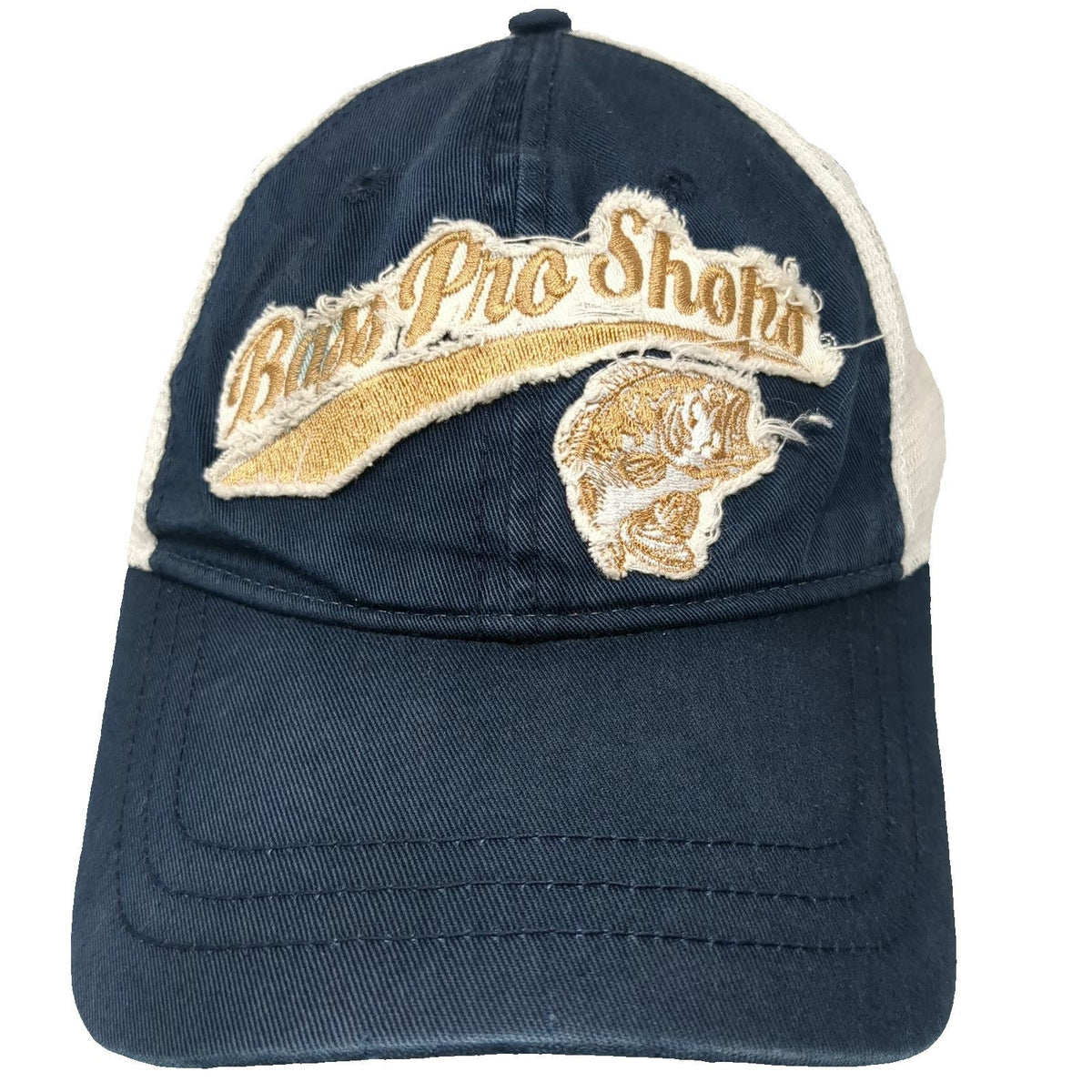 Bass Pro Shops Blue OSFM Baseball Cap Hat Mesh Back Fishing Patch Logo Buckle