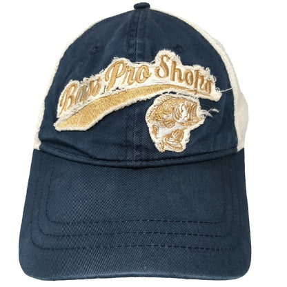 Bass Pro Shops Blue OSFM Baseball Cap Hat Mesh Back Fishing Patch Logo Buckle