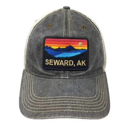 Legacy Trucker Hat Gray One Size Seward AK Alaska Mountain Patch Mesh Snapback