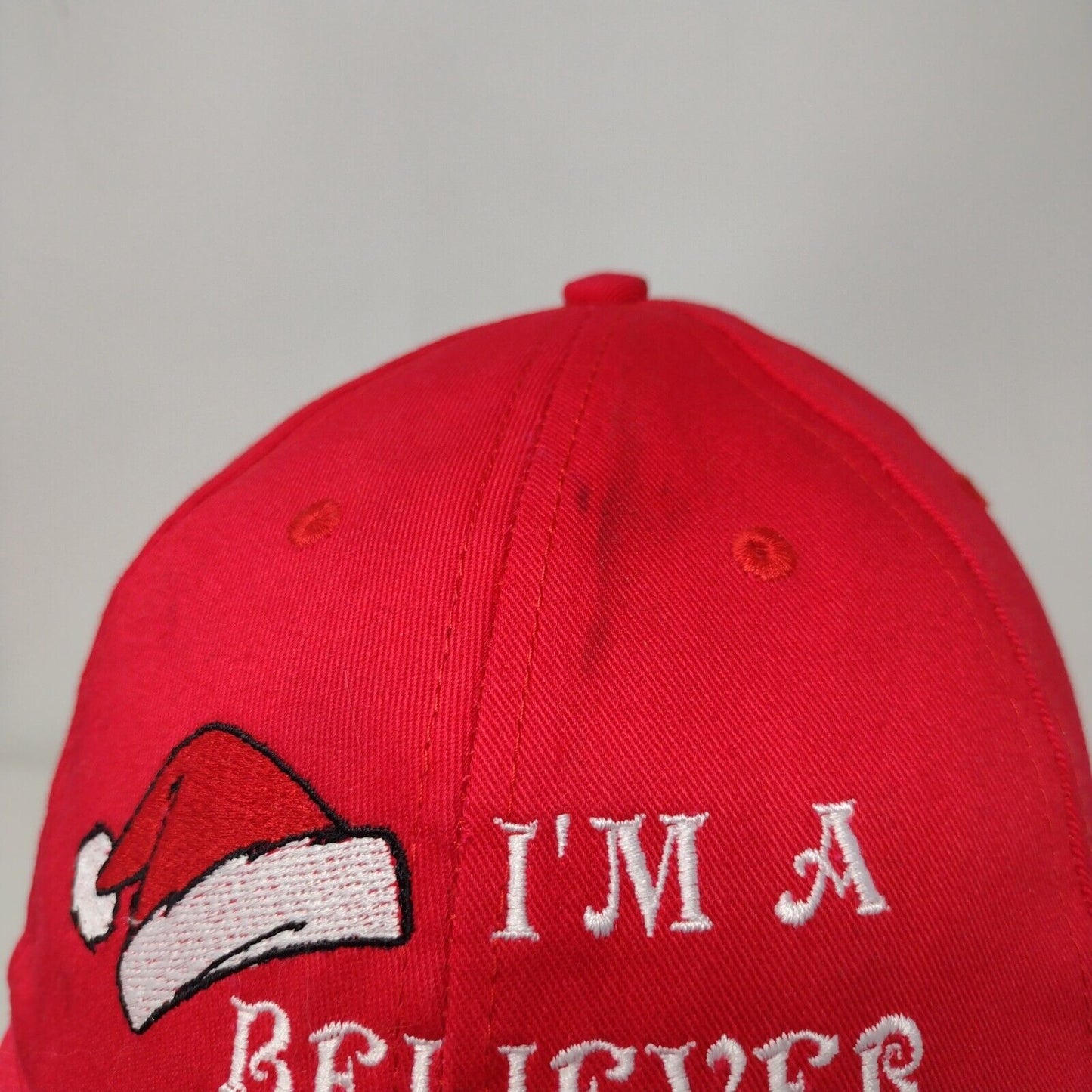I'm A Believer Christmas Santa Strapback Hat Red One Size Adjustable Bayside