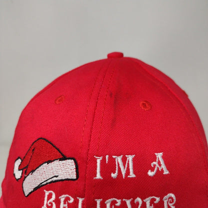 I'm A Believer Christmas Santa Strapback Hat Red One Size Adjustable Bayside