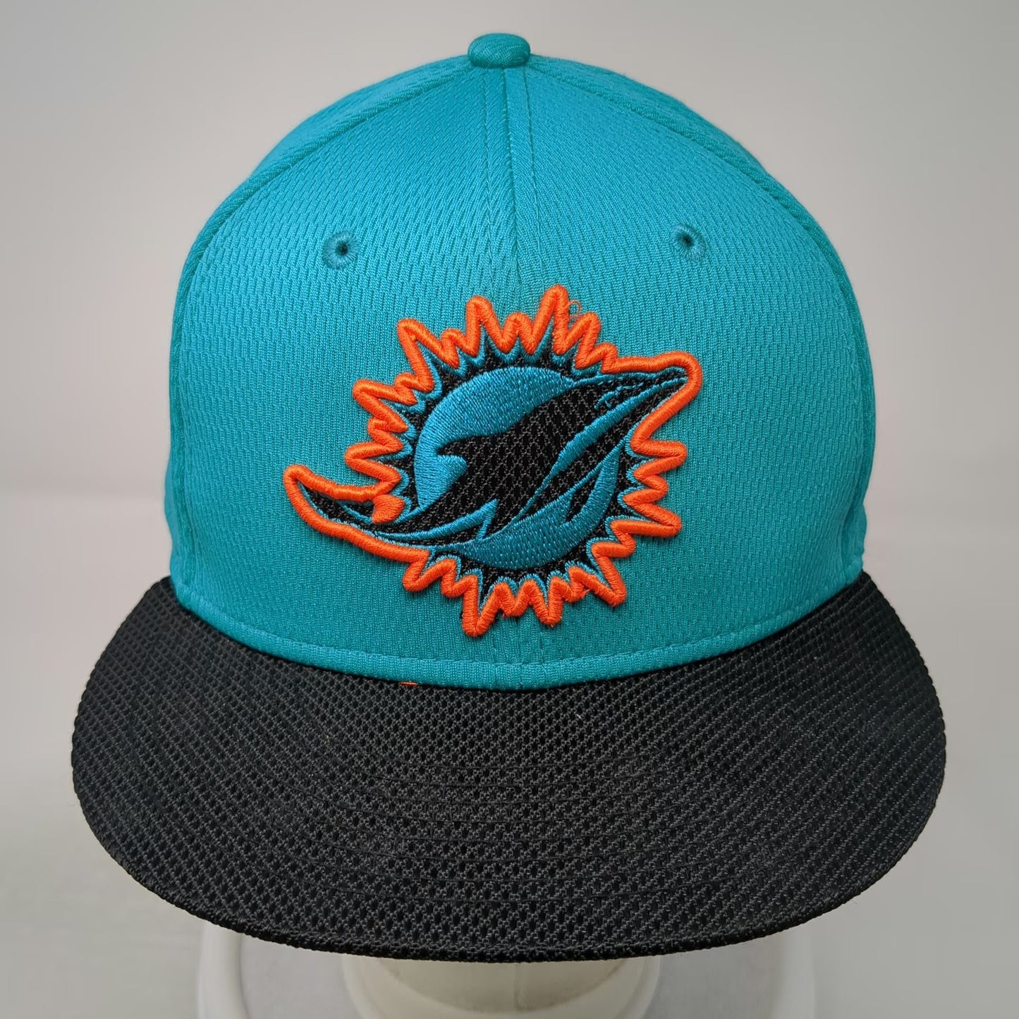 New Era Miami Dolphins NFL Blue Cap 7 3/8 Fitted 59FIFTY Flat Brim Logo Hat