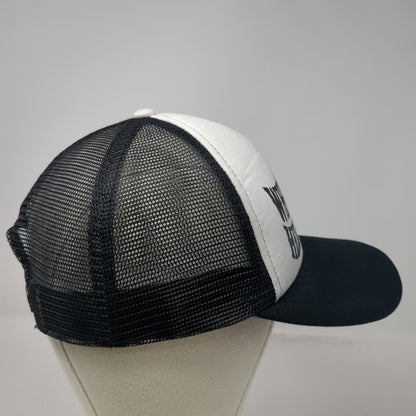 Black White Trucker Hat One Size Whiskey Bent Hell Bound Wavy Foam Mesh Snapback