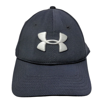 Under Armour Fitted Hat Blue One Size Embroidered Vent Holes 6 Panel