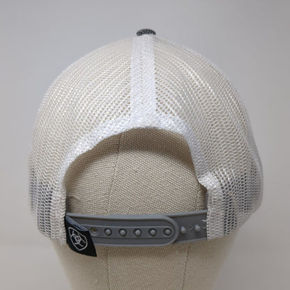Ariat Snapback Trucker Hat Gray One Size Adjustable Mesh Back Patriotic USA Flag