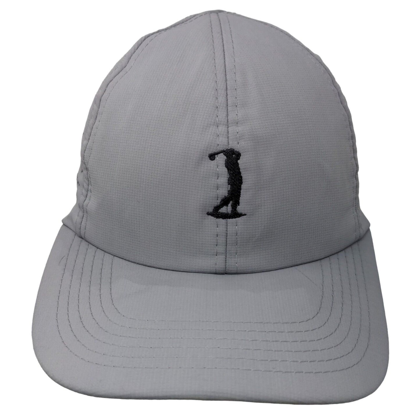 Golf Swing Logo Strapback Hat Gray OSFA Embroidered Laser Cut Imperial