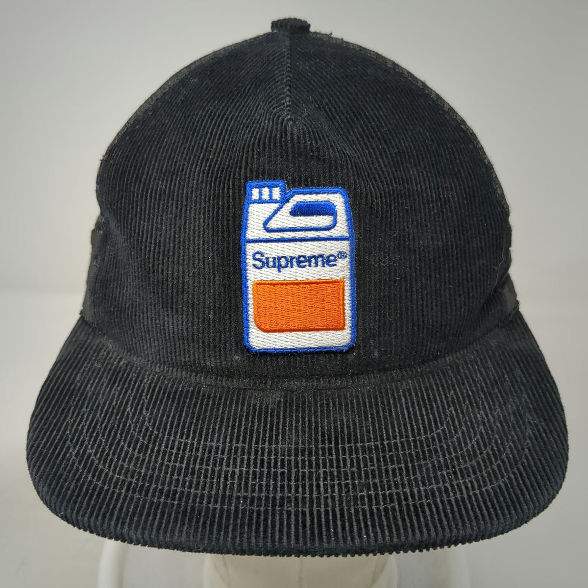 Supreme Trucker Hat Black One Size Corduroy Mesh Back Graphic Logo Made In USA
