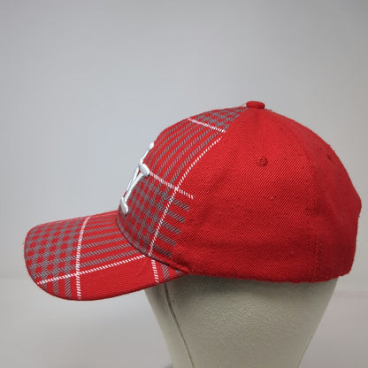 Red Baseball Cap One Size NY Logo Plaid Houndstooth Strapback Adjustable Hat