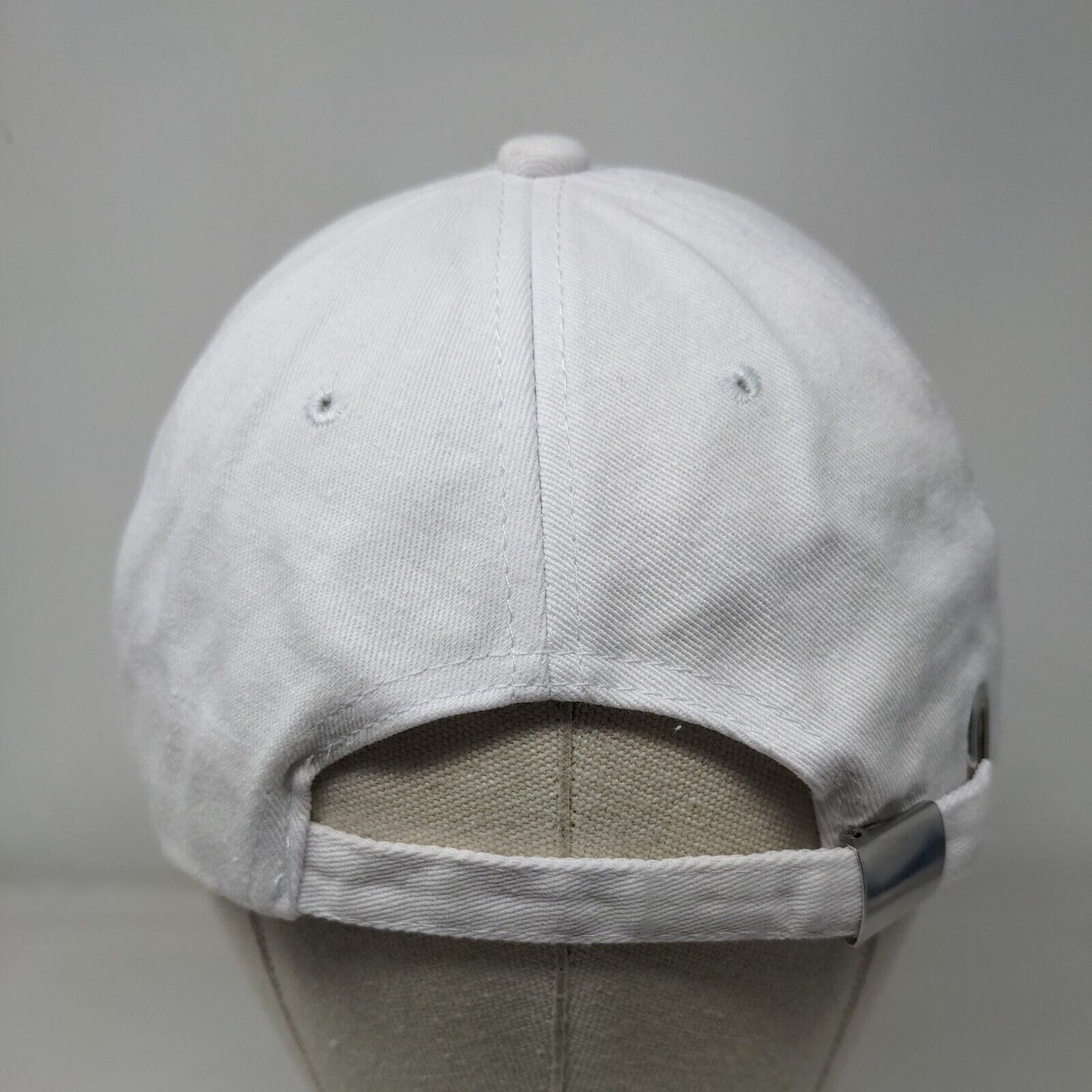 Mrs. Slideback Hat White One Size Adjustable Embroidered Vented Holes Cotton