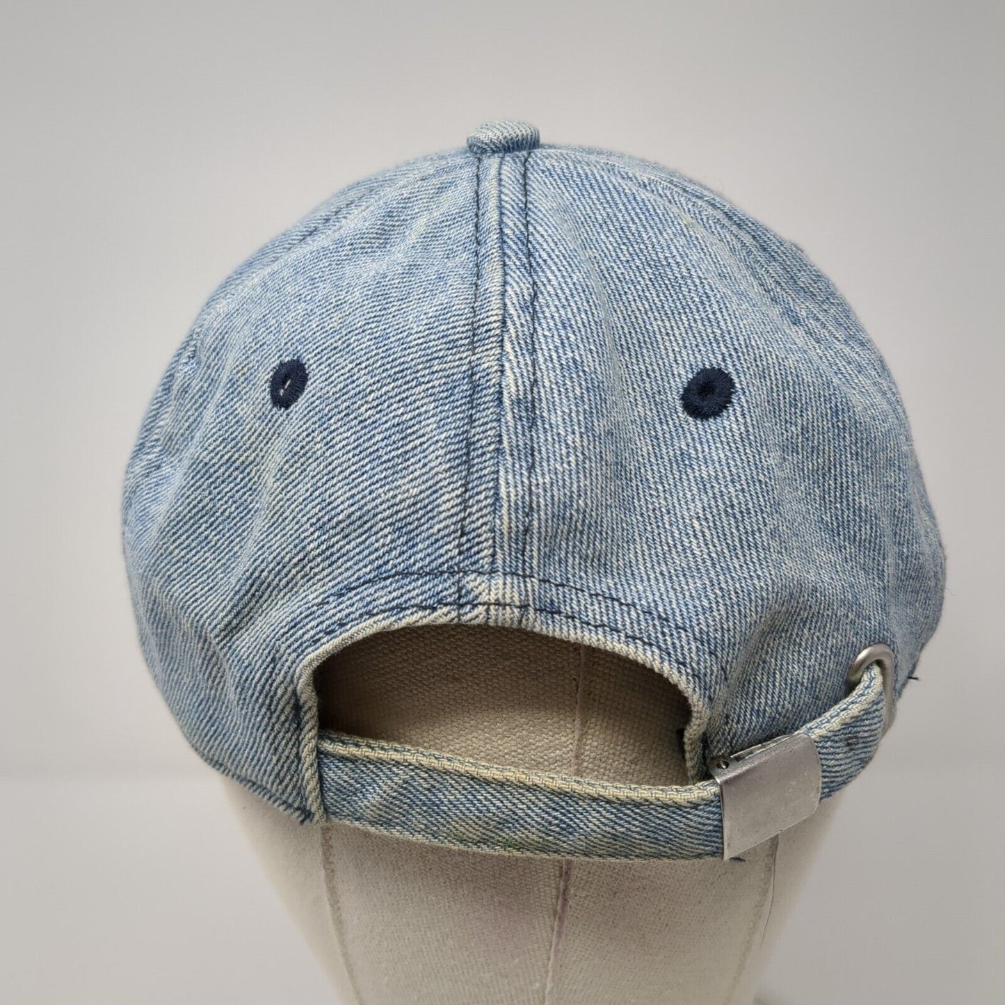 H&M Slideback Hat Blue One Size Adjustable Vented Holes 6 Panel Denim Blank