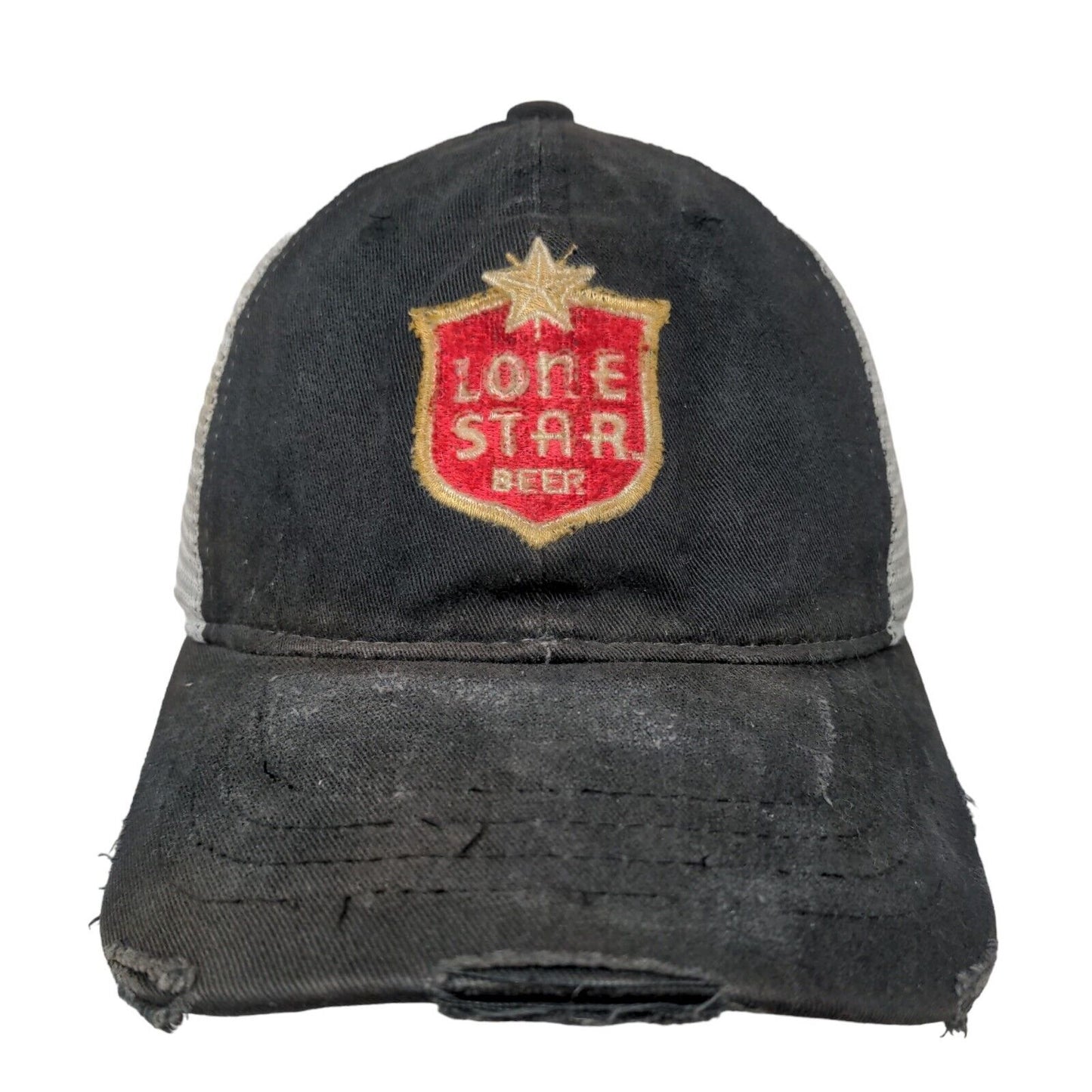 Lone Star Beer Men's Snapback Mesh Back Hat Black OS Distressed Embroidered Logo