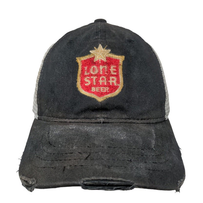 Lone Star Beer Men's Snapback Mesh Back Hat Black OS Distressed Embroidered Logo