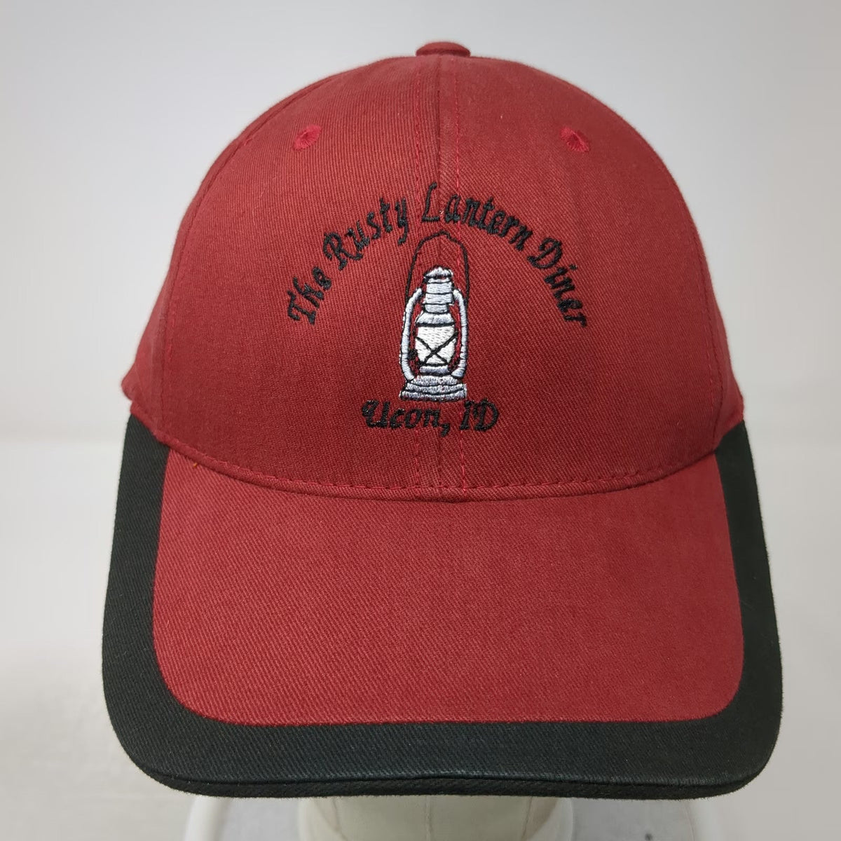Port Authority Baseball Cap Red Black One Size Rusty Lantern Diner Ucon ID Hat
