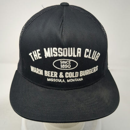 UPTOP Trucker Hat Black One Size Missoula Club Montana Warm Beer Cold Burgers