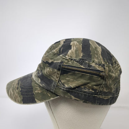 Army Cap Green Tigerstripe Camo One Size Side Zipper Pocket Slideback Cadet Hat