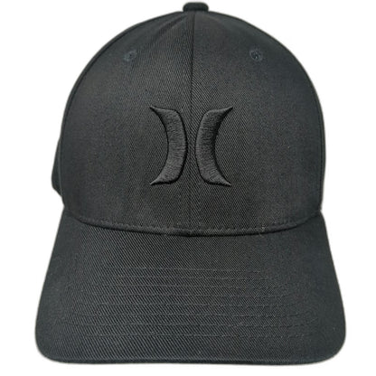 Hurley Baseball Cap Black XL Flexfit Structured Tonal Logo Embroidered Hat