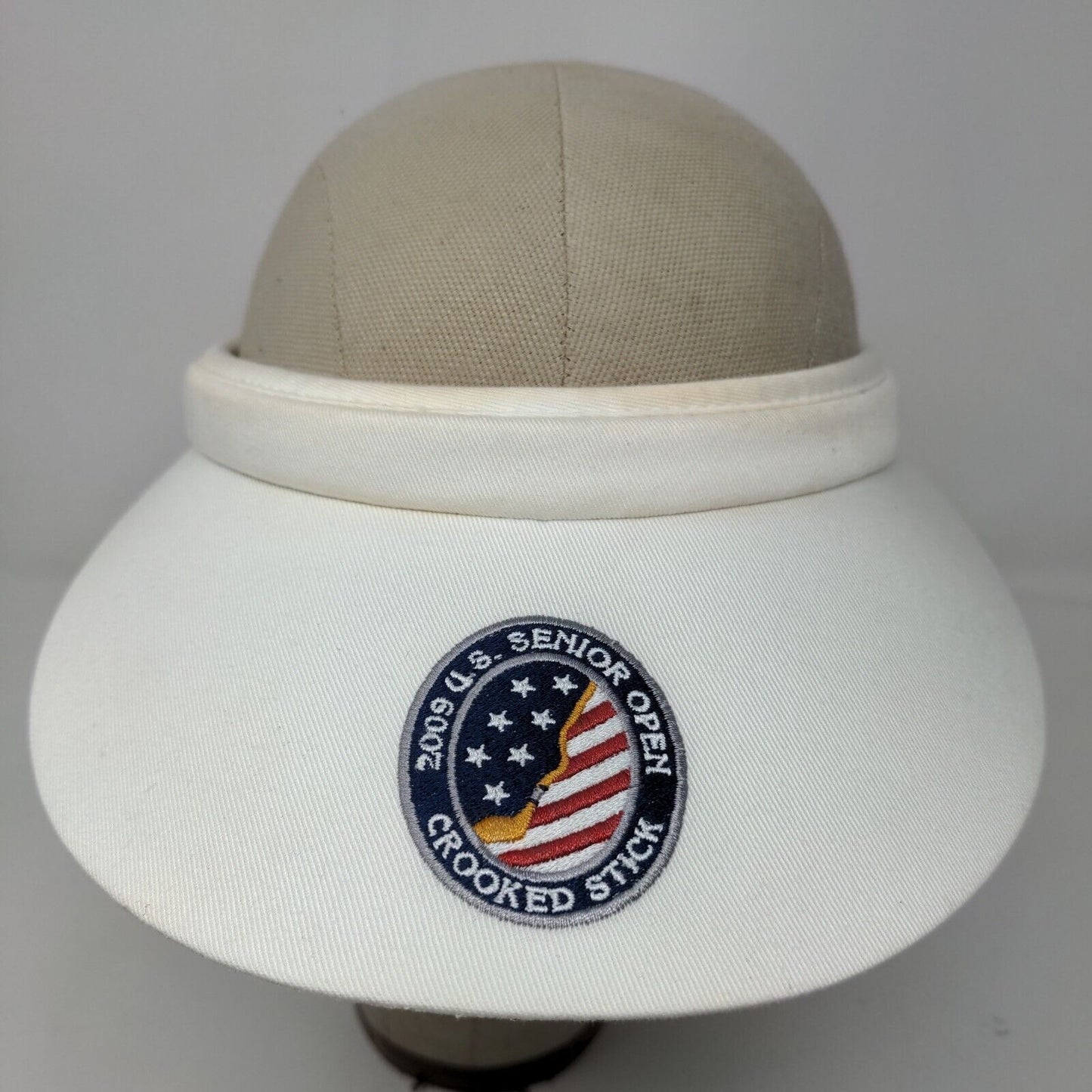 USGA Men's Sun Visor Hat Cap White Embroidered 2009 Senior Open Crooked Stick