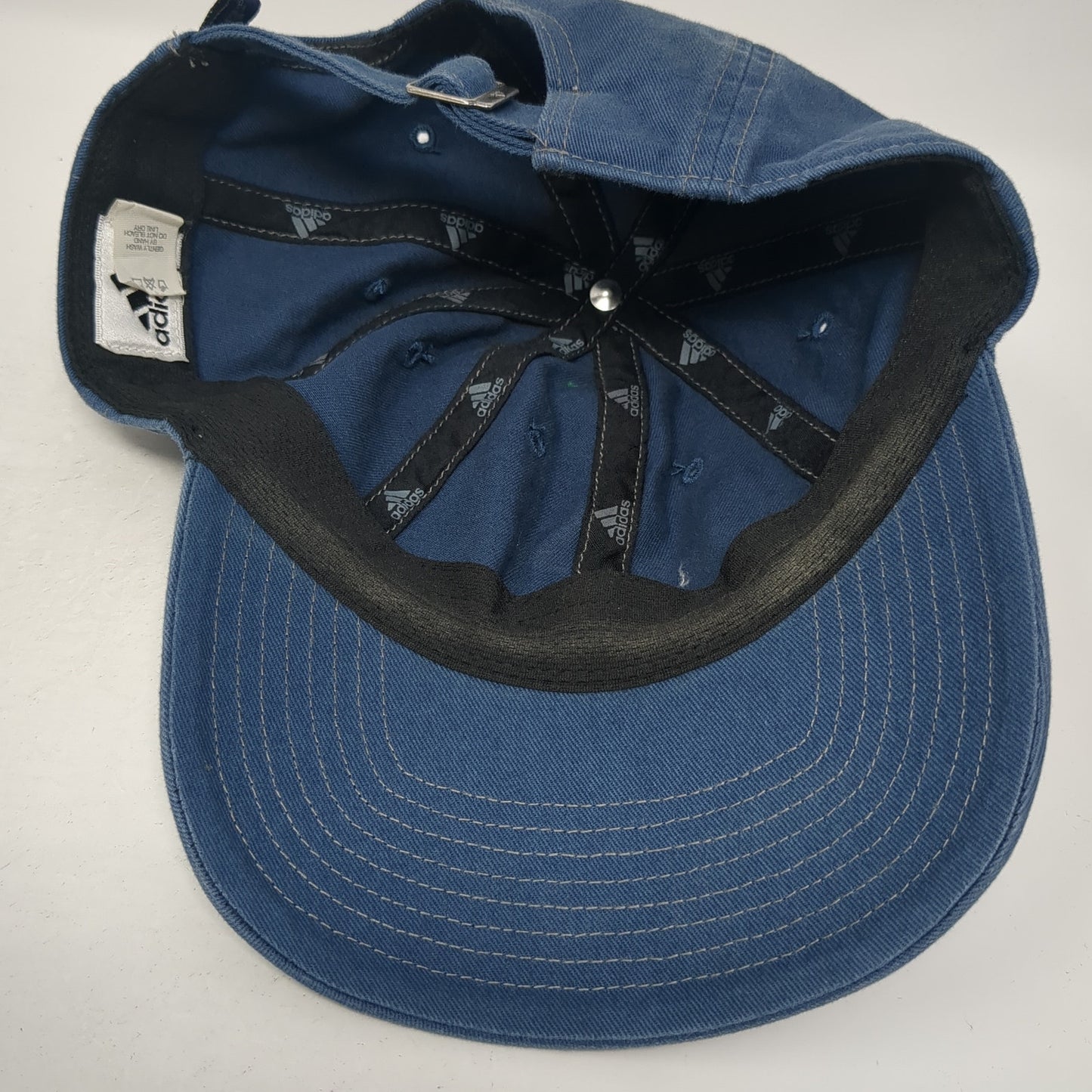 Adidas Slideback Hat Blue One Size Embroidered 3 Stripes Logo Adjustable