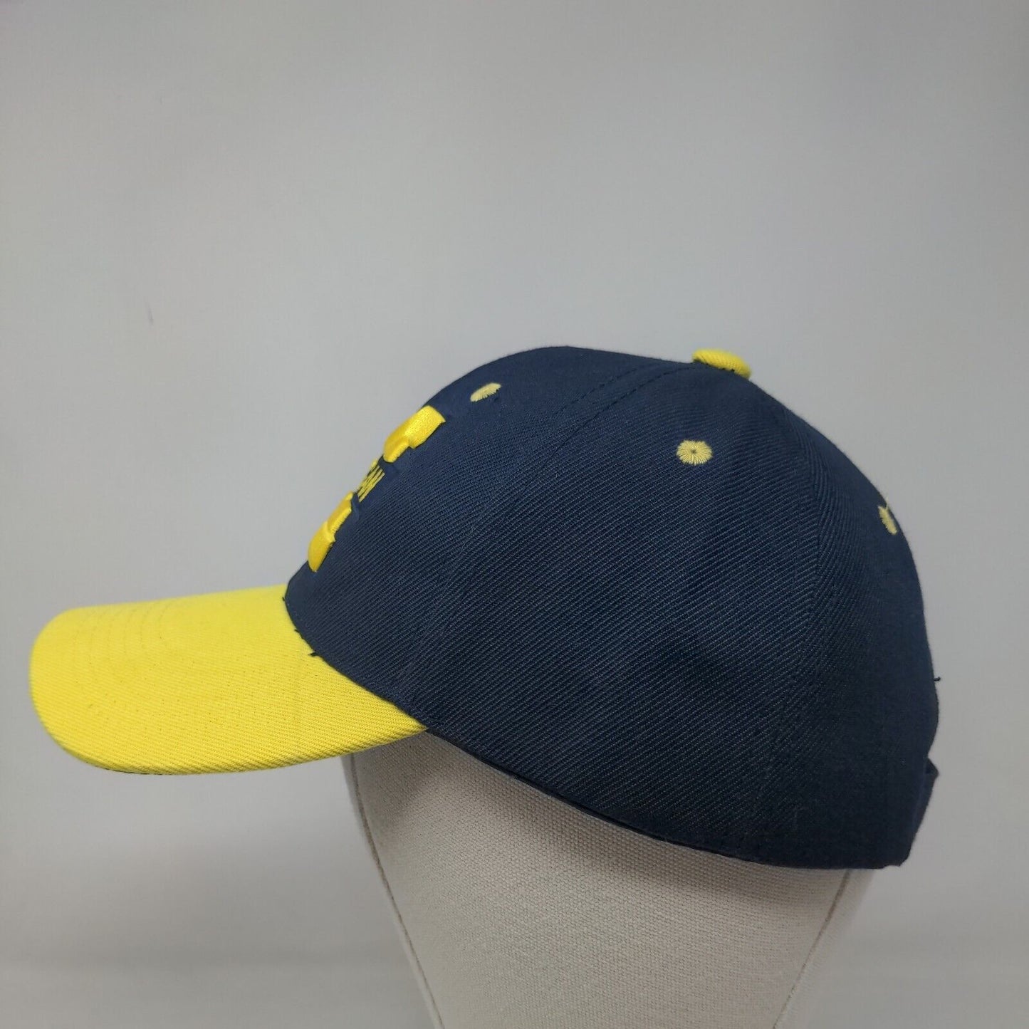 Michigan Wolverines Strapback Hat Blue Gold Embroidered Big Logo 100% Cotton