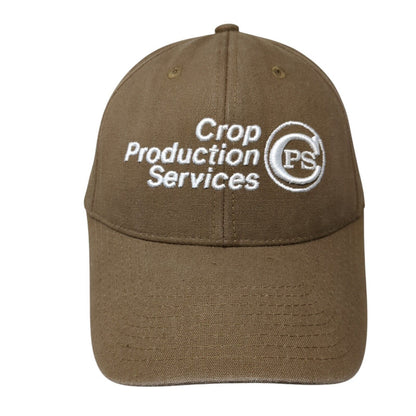 Crop Production Services Strapback Hat Brown OSFA Adjustable Embroidered