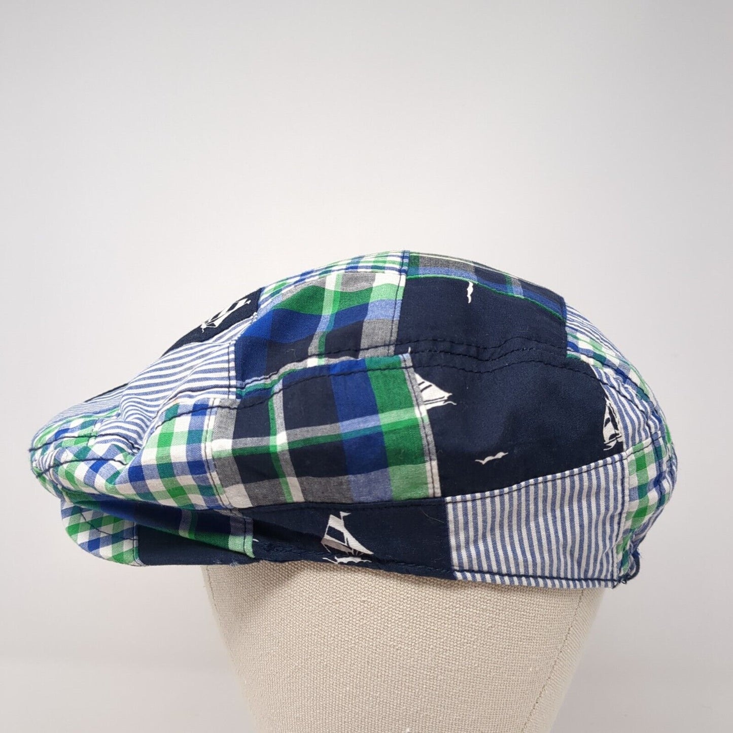 Gymboree Beret Hat Multicolor Large Sailboat Plaid Lightweight Cotton