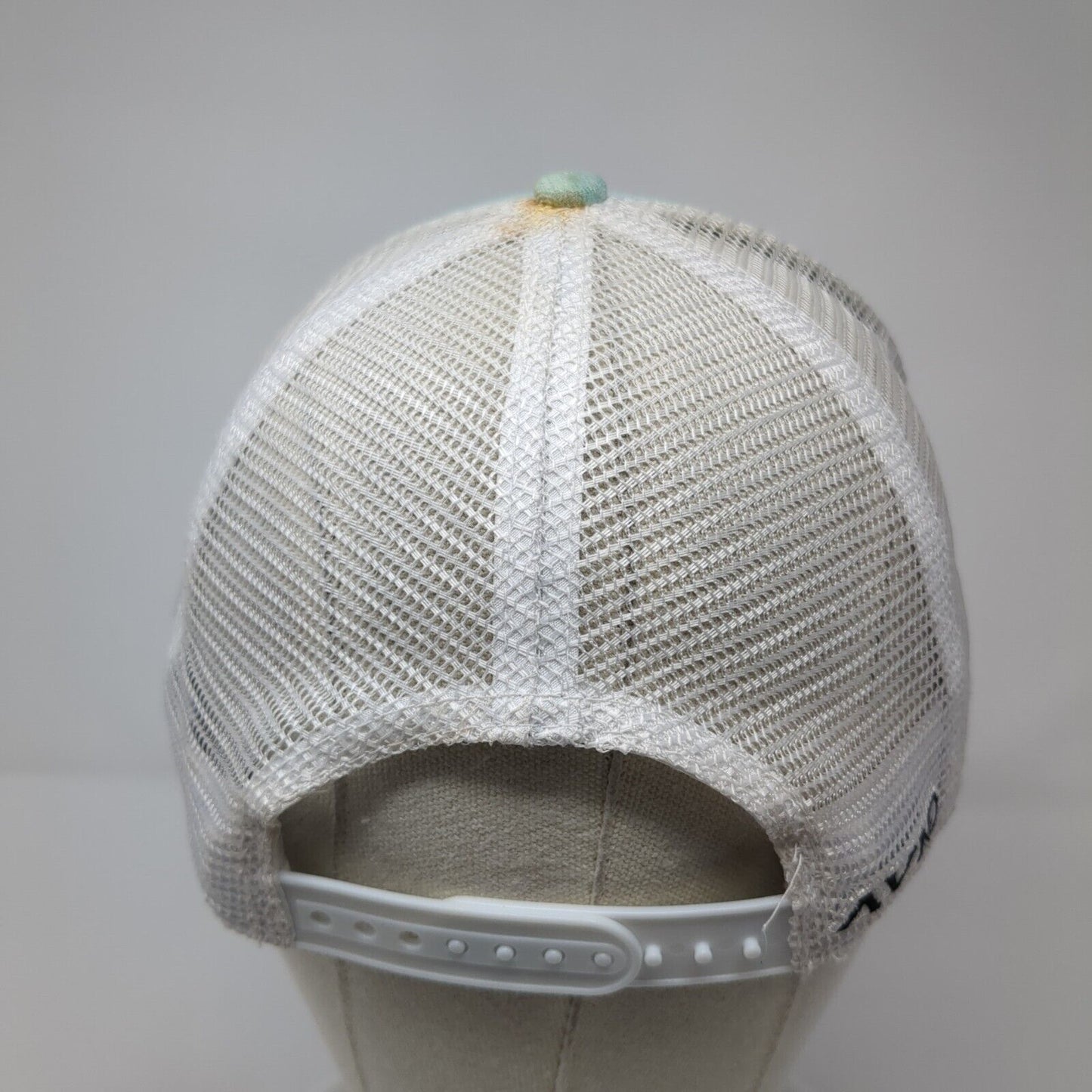 Fishing Hook Patch Snapback Trucker Hat Blue One Size Mesh Back Avid