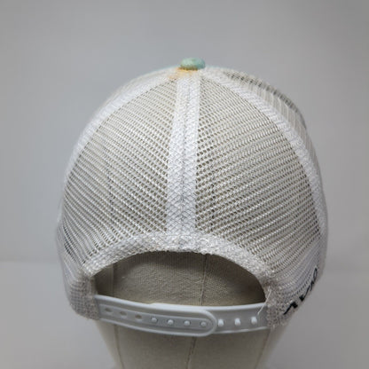 Fishing Hook Patch Snapback Trucker Hat Blue One Size Mesh Back Avid