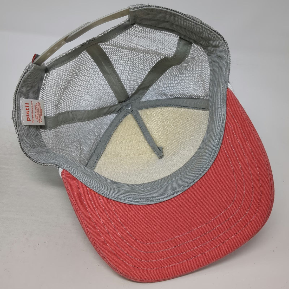 Pistil Trucker Hat Gray One Size Sunset Gradient Mesh Snapback Rope Brim Hat