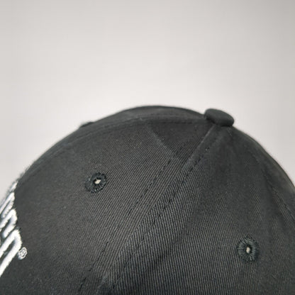 ECCO Strapback Hat Black One Size Adjustable Embroidered Vented Holes 6 Panel