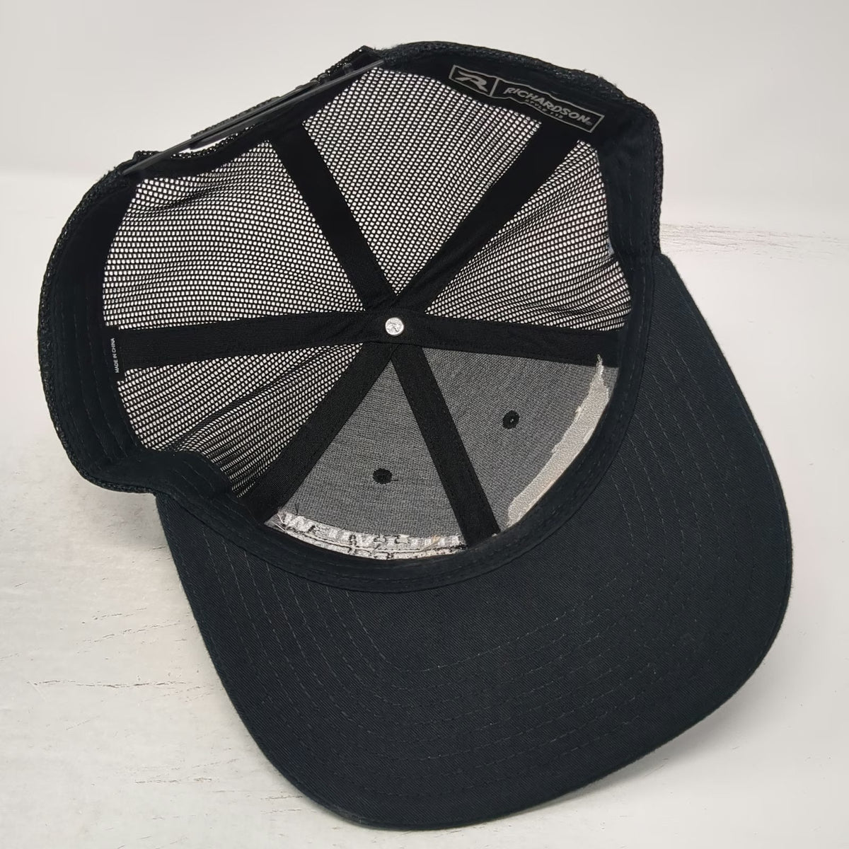 Richardson Trucker Hat Black One Size Mesh Snapback American Flag Cattle Farm