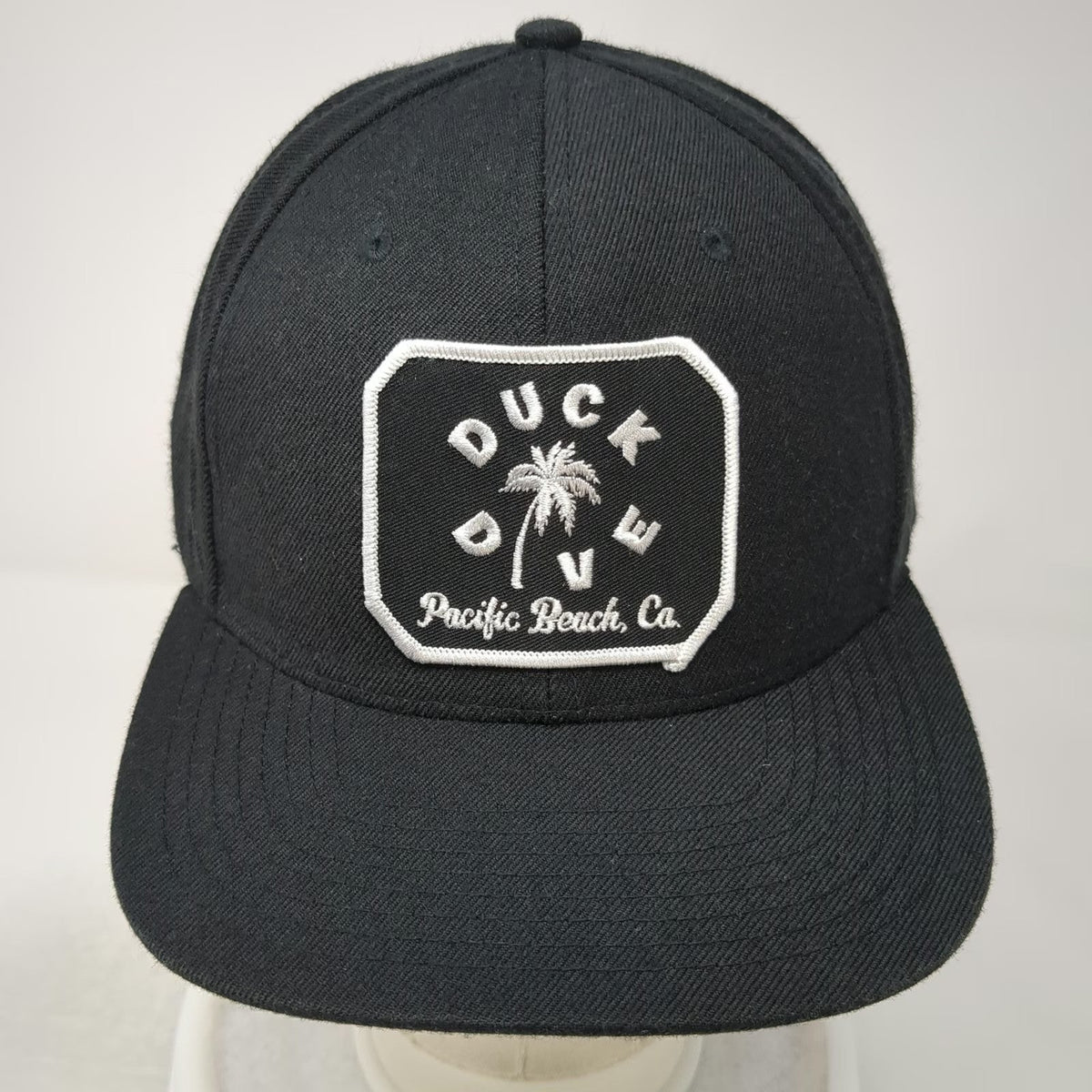 Duck Dive Snapback Hat Black One Size Palm Tree Pacific Beach Ca Acrylic Wool
