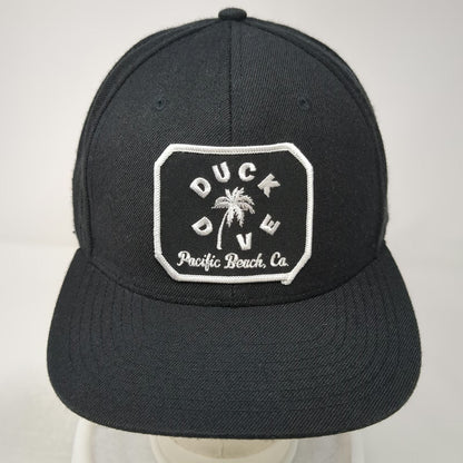 Duck Dive Snapback Hat Black One Size Palm Tree Pacific Beach Ca Acrylic Wool