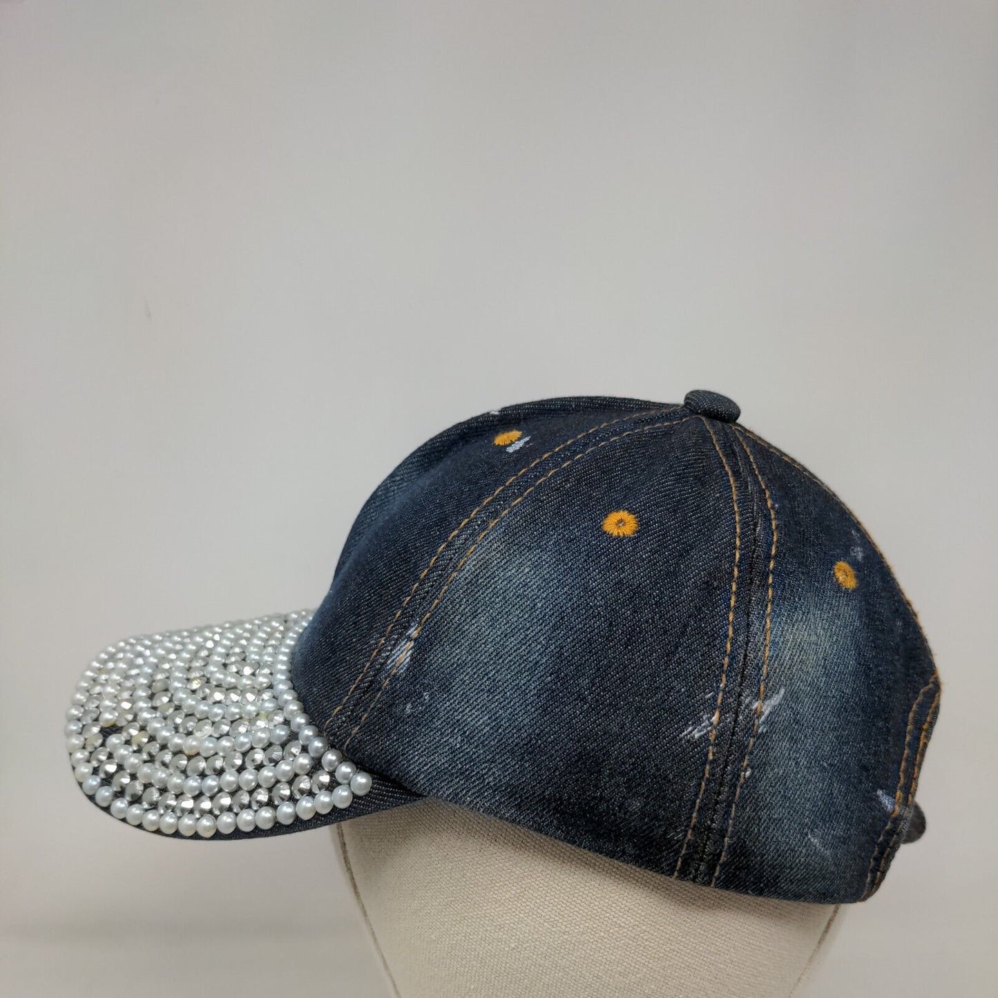 Unbranded Slideback Denim Hat Blue OSFM Studded Adjustable 6 Panel