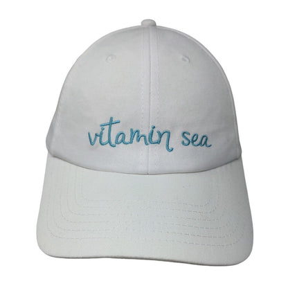 Vitamin Sea Strapback Hat White OSFM Adjustable Embroidered 6 Panel Cotton