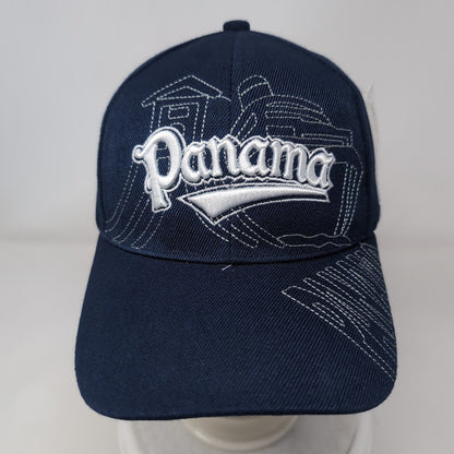Panama Strapback Hat Blue One Size Adjustable Embroidered 6 Panel Mega Sport