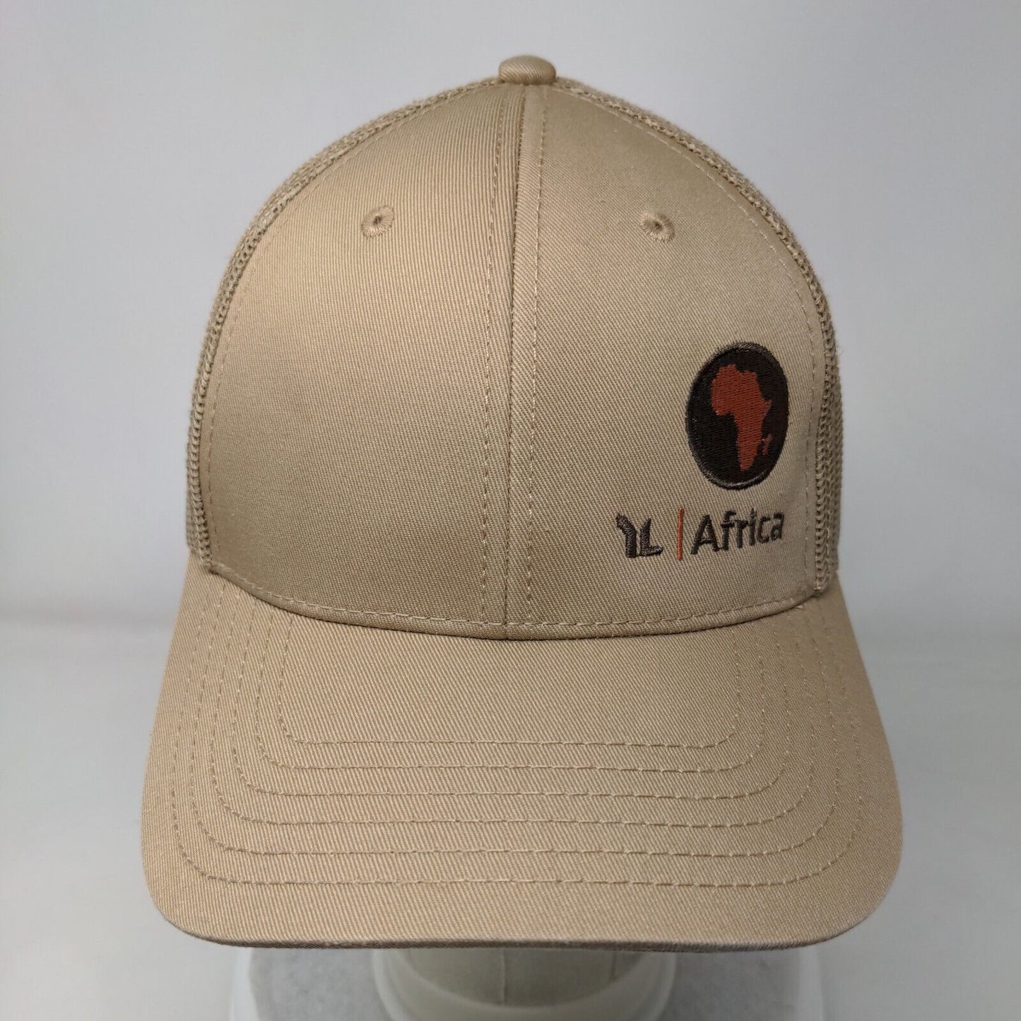 Africa Snapback Trucker Hat Tan OSFM Adjustable Embroidered Mesh Back Otto