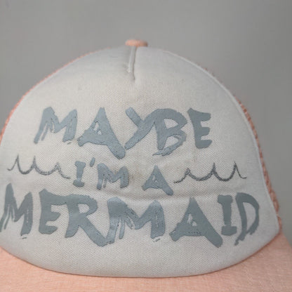 Maybe I'm A Mermaid Snapback Trucker Hat Pink One Size Mesh Back 5 Panel
